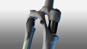 Detalles de primer plano de la horquilla de suspensión para grava KS GTC