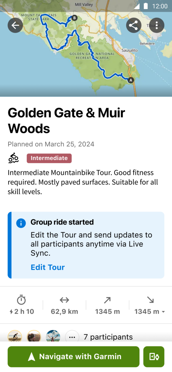 Actualización de Komoot Group Tours