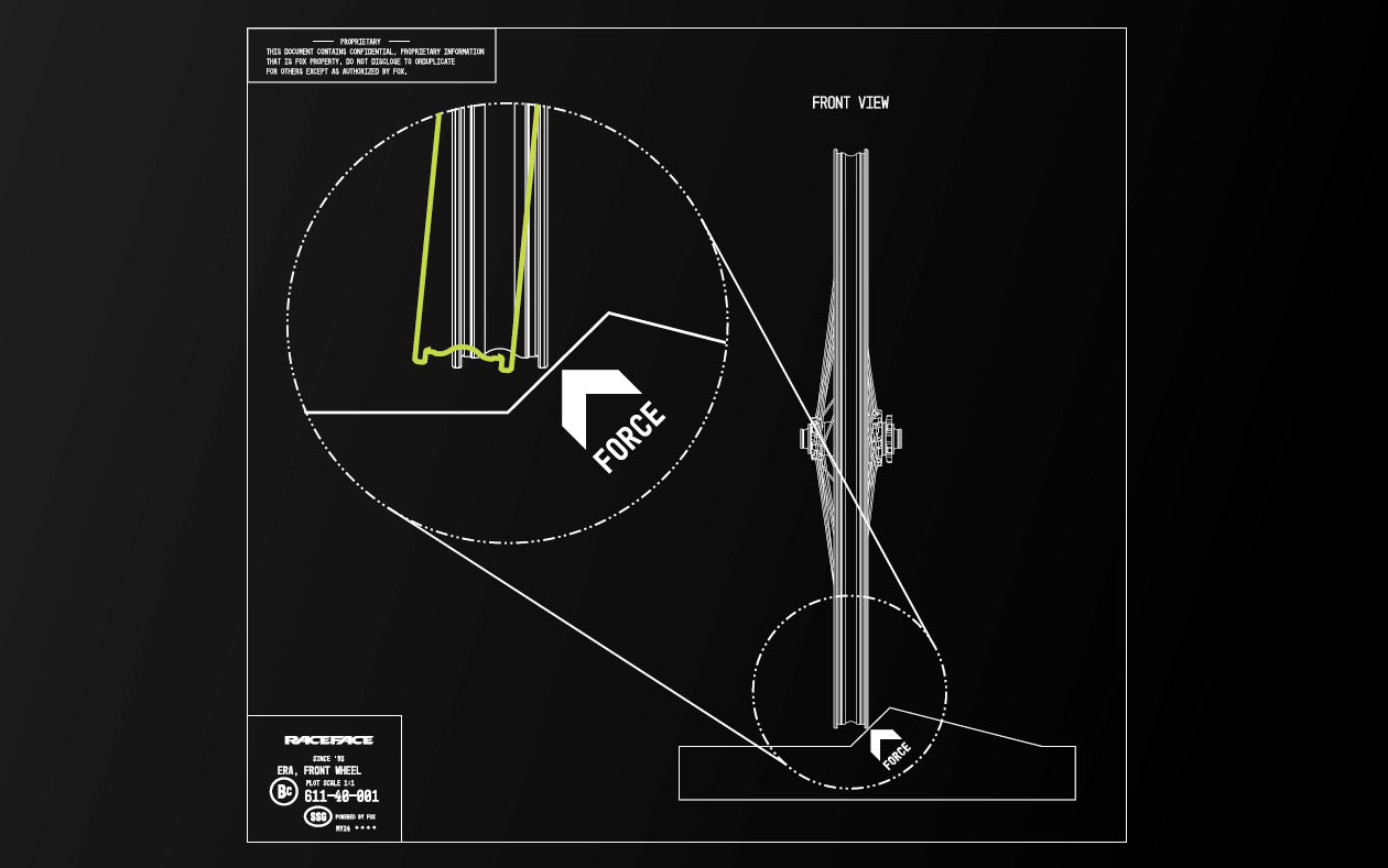 Gráfico de cumplimiento de ruedas MTB de carbono Race Face Eras