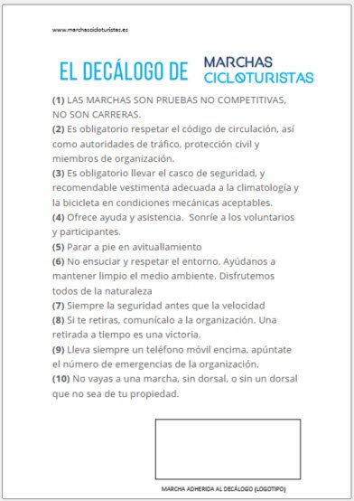 Portada-Decalogo - Marchas Cicloturistas Decálogo de Marchascicloturistas.es